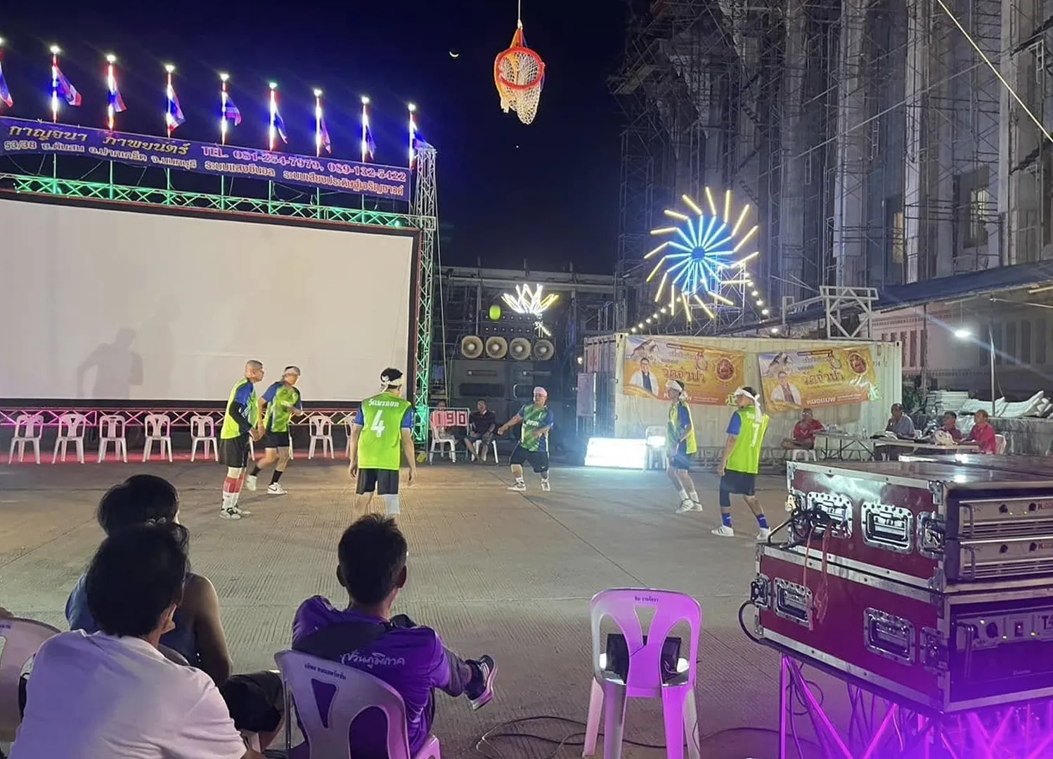 การแข่งขันตะกร้อลอดห่วง ในงานประจำปีวัดจำปา 2568